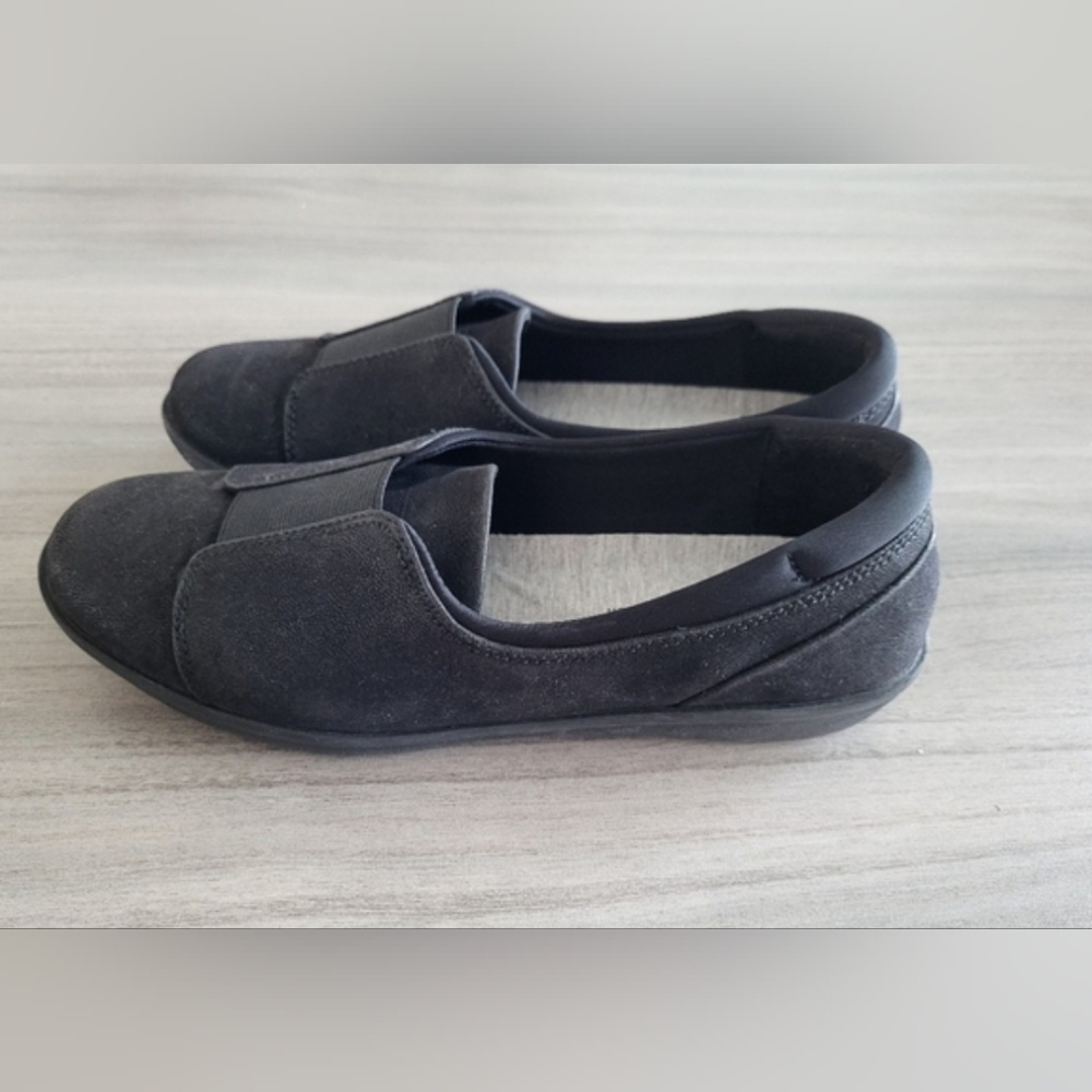 Clarks Cloudsteppers Ayla Band Womens Size 6.5 Shoes Black Slip On Flats